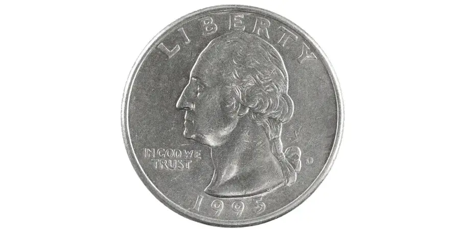 US quarter coin, used to approximate 7 inches when lined up.