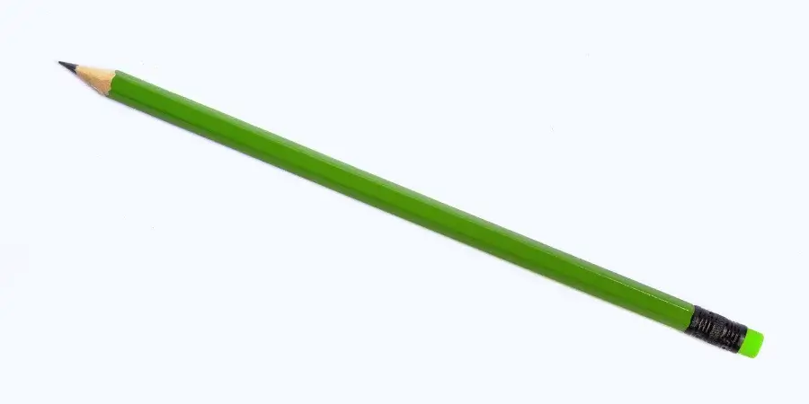 A green pencil with an eraser on the end.