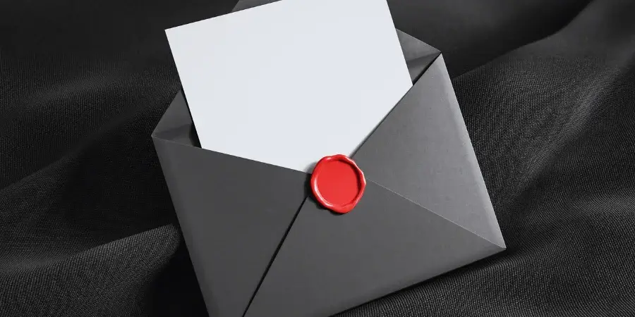 A business envelope, typically 4 to 6 inches long, used for dispatching documents.