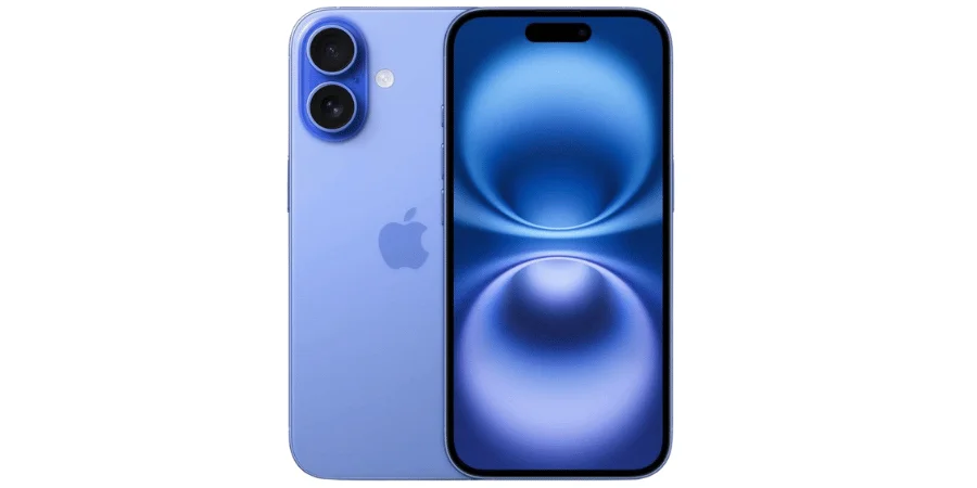 Apple iPhone 16, which when divided in half, measures around 3 inches.