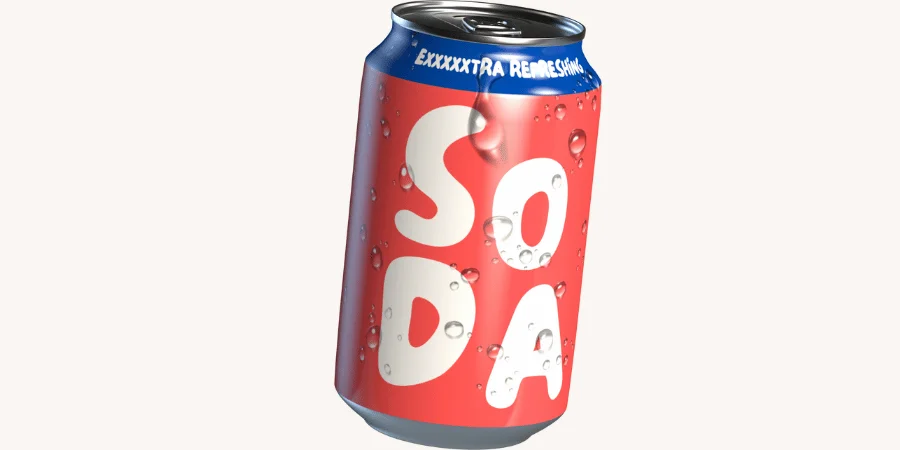 A can of soda with large, bold 'SODA' lettering.