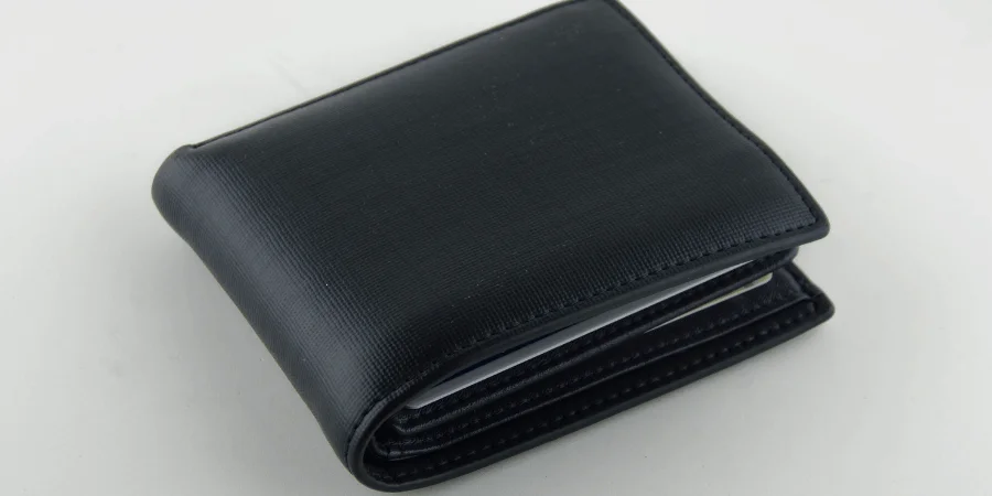 A black wallet, about 4.25 inches tall, a common size reference.