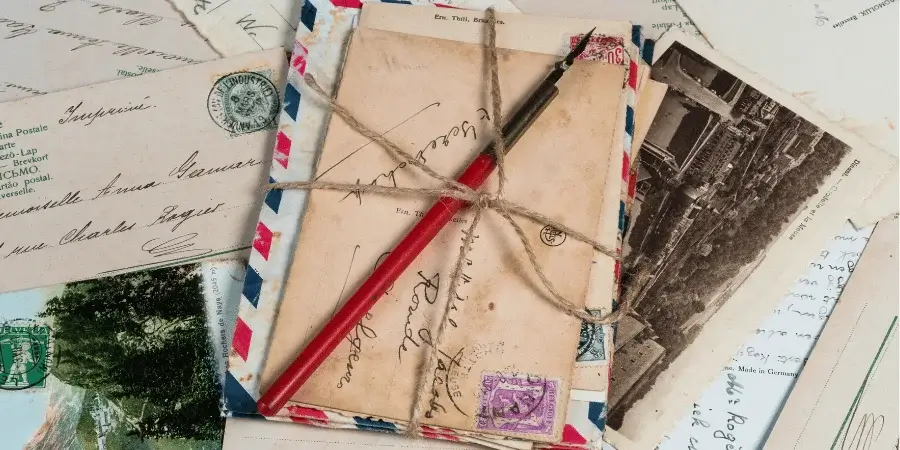 Four business envelopes stacked to reach 18 inches.