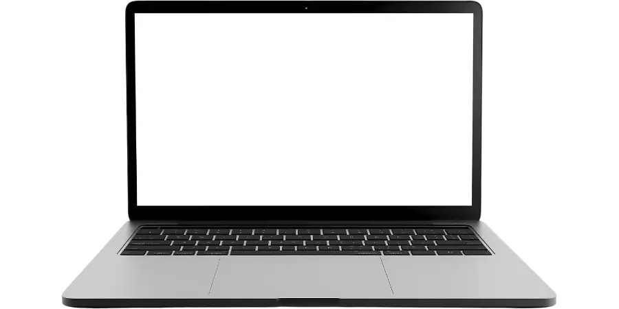 A sleek laptop with a blank screen and a modern design, ready for work or entertainment.