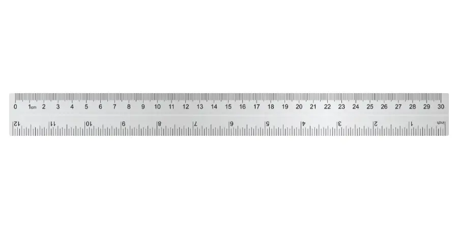 Standard ruler with clear measurements, showcasing a 30 cm length for precise use.